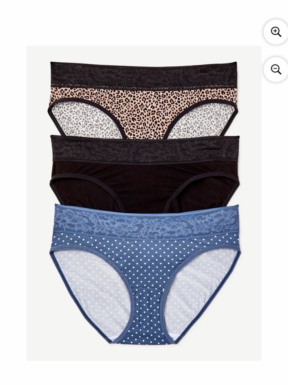 Joyspun 3-Pack Women's Bikini Briefs - Leopard, Black, Blue Polka Dot